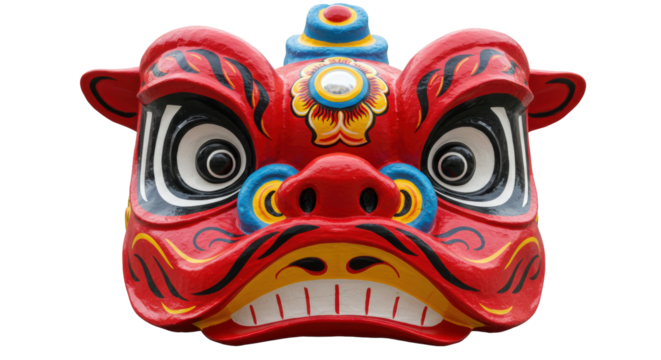 Isolated Chinese Lion Dance Mask