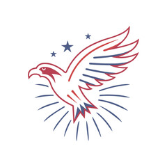 Bald eagle with american flag wings