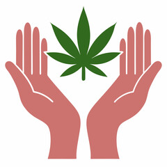Organic Healing Hands and Leaf Vector Art.