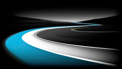Racing track winding through dark landscape