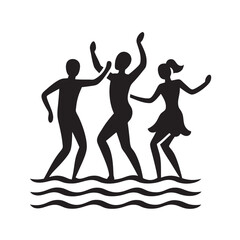 Beach dance party youth silhouette scene