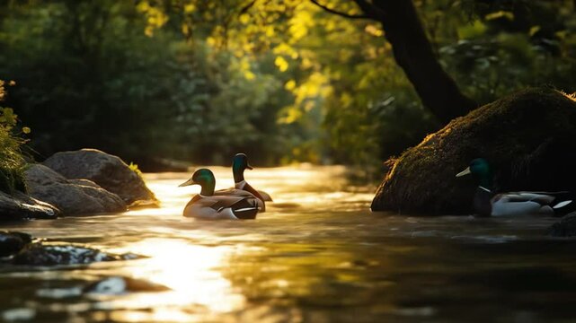 Tranquil duck duo floats downstream