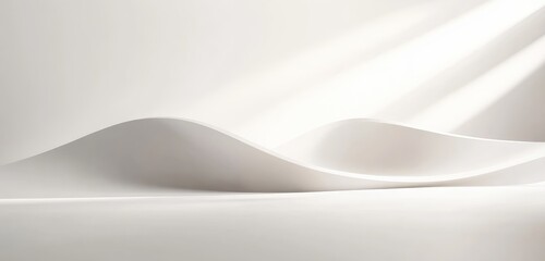 Soft, flowing white fabric sculpted into gentle waves, illuminated by subtle light rays