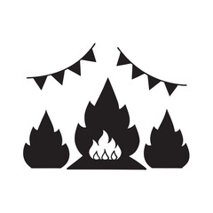 Bonfire and summer vacation silhouette art
