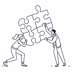 Teamwork collaboration puzzle solution problem solving success