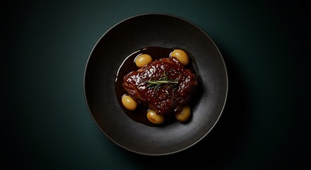 Overhead Shot of Braised Meat Dish with Potatoes