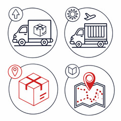 Professional delivery service icons set, transparent background