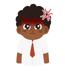 Cartoon Illustration of an Angry Cute Schoolboy 