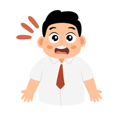 Cartoon Illustration of a Cute Schoolboy Surprised