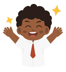 Cartoon Illustration of a Happy Cute Schoolboy