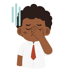 Cartoon Illustration of a Cute Schoolboy Facepalming