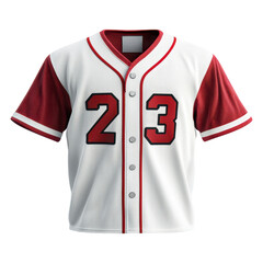 A white and red baseball jersey featuring the number 23 in bold on the front.