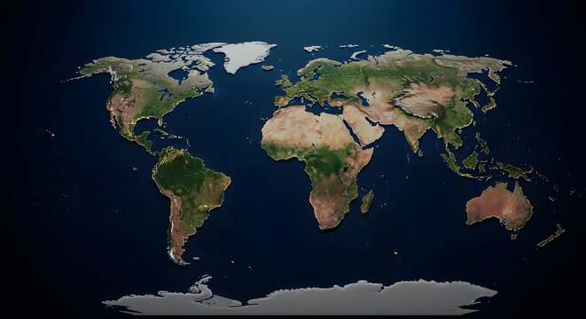 Stunning Satellite Image of Earth High-Resolution World Map Showing Continents, Oceans, and Geographic Details