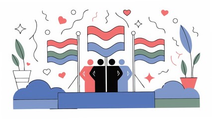 Celebrating south africa freedom day illustration with flags and people vector art
