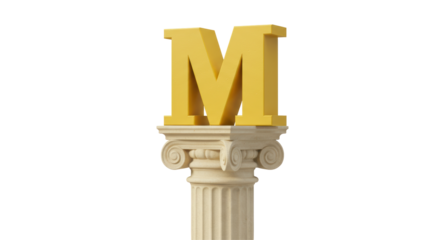 Isolated Letter M on Column