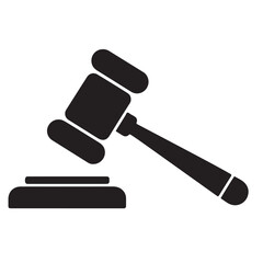 Gavel and Sound Block Line Art Icon Illustration, Black and White Judge Gavel Icon Illustration, Black Silhouette Gavel Icon