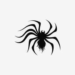 Spider Silhouette Abstract Design – Black and White Minimal Art on Simple Background