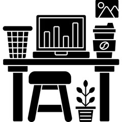 Laptop on Minimal Workspace Icon