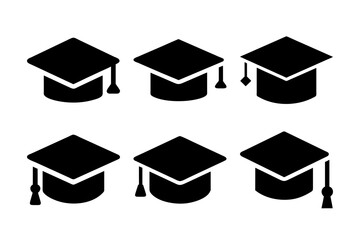 Graduation Cap Solid Silhouette svg outline icon set