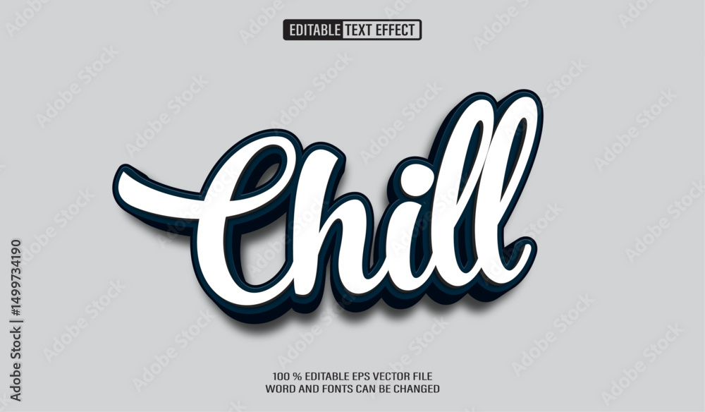 Poster editable 3d text style effect - chill script simple text effect template