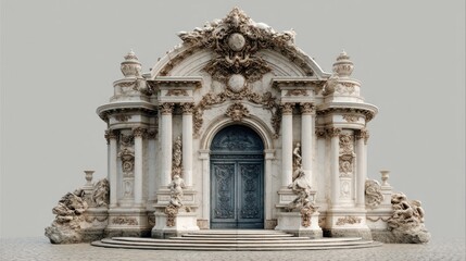 Obraz premium Ornate Historic Architecture with Intricate Details and Stone Reliefs