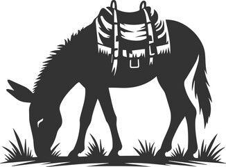 Artwork drawing silhouette vector of a mule
