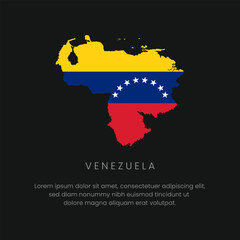 Venezuela Map with National Flag Colors and Stars, Highlighting Country's Geographic Shape and Symbolism.