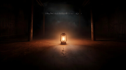 Dark Interior With Illuminated Lantern