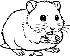 Adorable hamster enjoying a tasty treat.  Fluffy fur, tiny paws