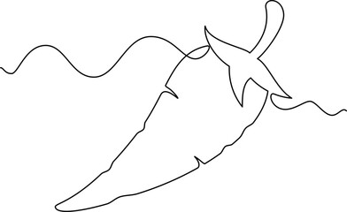 one line art Chili Papper vector illustration. line art, one continuous line, simple, hand drawn and sketch style. for icons, symbols, signs or logos. PNG