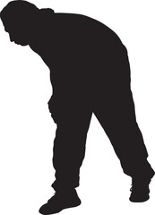 vector silhouette of a side view of a  man searching on the floor