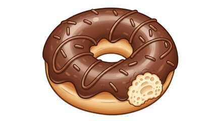 Isolated Chocolate donut with bite mark
