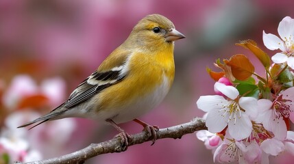 Goldfinch amidst blossoms A tranquil scene