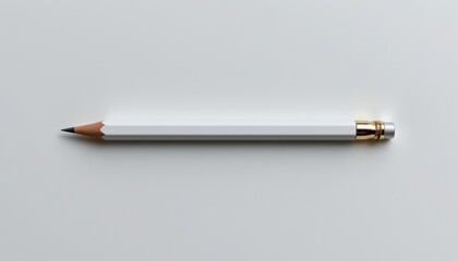 Obraz premium A pencil with a gold tip sits on a white background