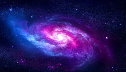 Ultra deep space background, glowing nebula with vivid purple, blue and pink colors, swirling galaxy center, sparkling stars and cosmic dust, high contrast, sci-fi atmosphere, photorealistic style.