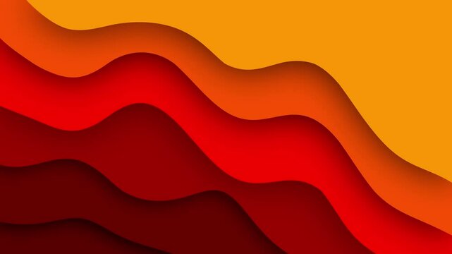 Seamless looping animation of vibrant orange red abstract papercut layers with dynamic waves and bold gradient transitions. Perfect modern background for digital design, motion video, and creative vis