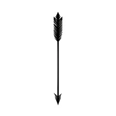 Minimal Arrow with Delicate Linework in Obsidian Black Isolated on Transparent Background
