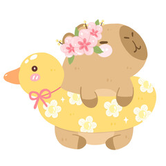 Summer Capybara Collection | Cute Animal Capybara | Summer Beach Element | Capybara Vector | Summer Vector Illustrator | Summer Aloha Tropical Design