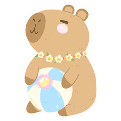 Summer Capybara Collection | Cute Animal Capybara | Summer Beach Element | Capybara Vector | Summer Vector Illustrator | Summer Aloha Tropical Design