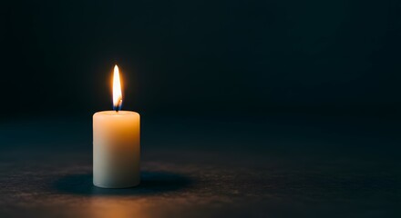 Single Lit Candle in Darkness A Symbol of Hope, Remembrance, and Tranquility.  Perfect for Meditation, Remembrance, or Spiritual Themes.