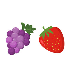 Grape and strawberry cartoon. Cute fruity illustration. Can be used for wallpaper