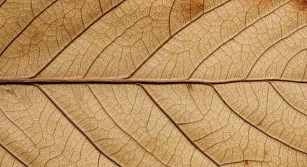 Intricate Details of a Dried Leaf Autumnal Texture and Vein Structure
