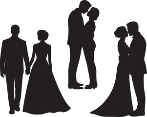 Just Married Couple Silhouette

Bride & Groom Walking Hand in Hand

Wedding Day Kiss Vector Design

Elegant Wedding Couple Under Arch

Silhouette of Romantic Wedding Moment