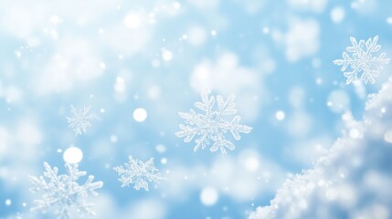 Gentle Snowflakes Falling from the Sky in a Winter Wonderland