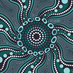 A digital artwork drawing from the traditional dot painting methods of Aboriginal culture