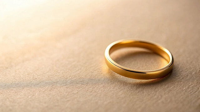 Simple and minimalist jewelry, such as a thin gold ring or necklace, placed against a neutral background to highlight its elegance