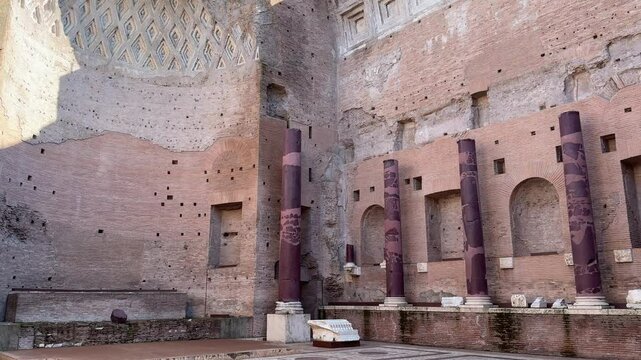 Footage capturing the iconic Roman Forum, the ancient heart of Rome&rsquo;s political, religious, and social life. Featuring ruins of temples, basilicas, and arches, this historic site reflects Rome&rsquo;s imper
