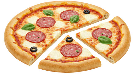 Isolated Pizza with Slices