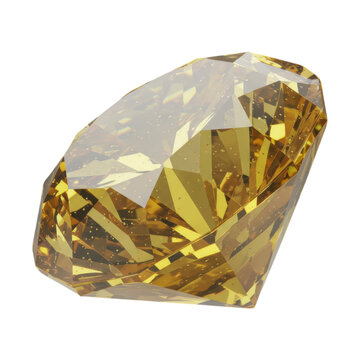 3D Yellow Topaz Gemstone with Faceted Cut