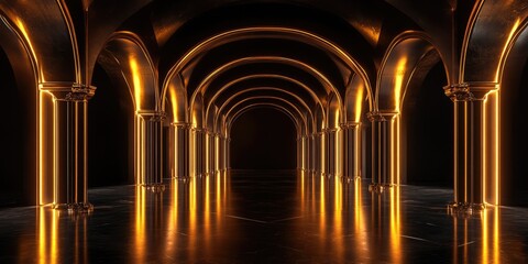 Golden arched colonnade